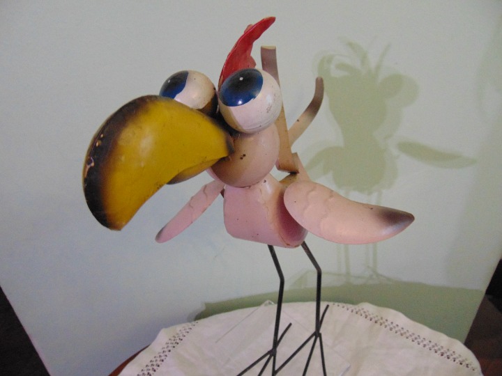 Recycled scrap metal sculpture 14" tall Rooster