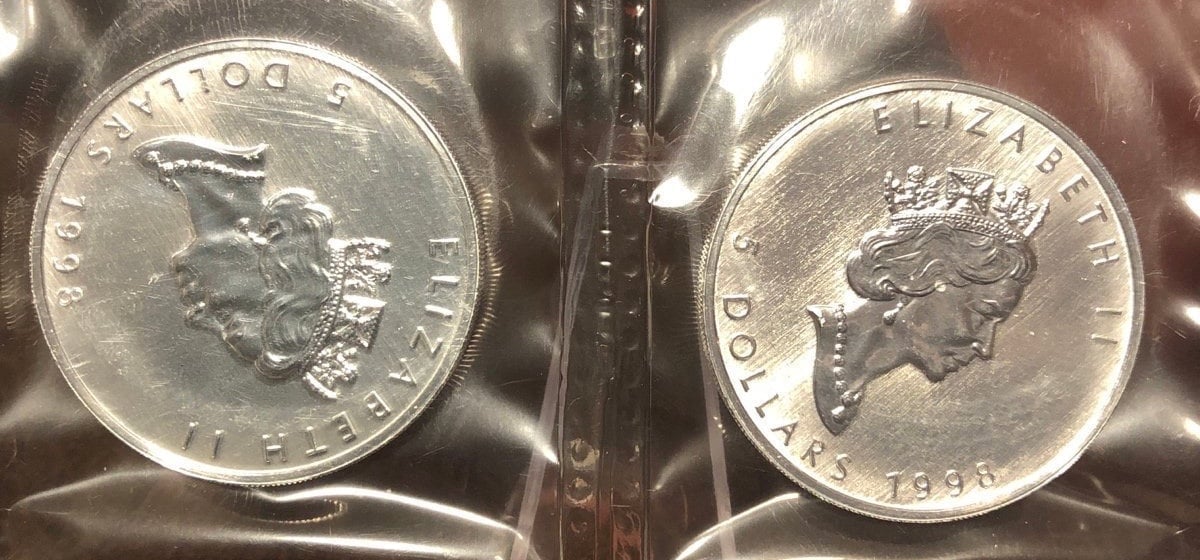 Two 1998 Canada Silver 5 Dollars Mint Sealed