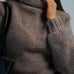 Handmade knitted warm sweater, minimalistic light brown sweater,