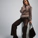 Handmade knitted warm sweater, minimalistic light brown sweater,