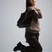 Handmade knitted warm sweater, minimalistic light brown sweater,