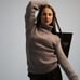 Handmade knitted warm sweater, minimalistic light brown sweater,