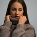 Handmade knitted warm sweater, minimalistic light brown sweater,