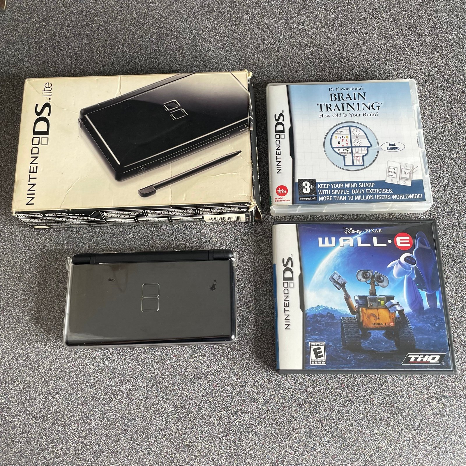 Black Nintendo DS Lite Console System Bundle Boxed + 3 Games - Read Description