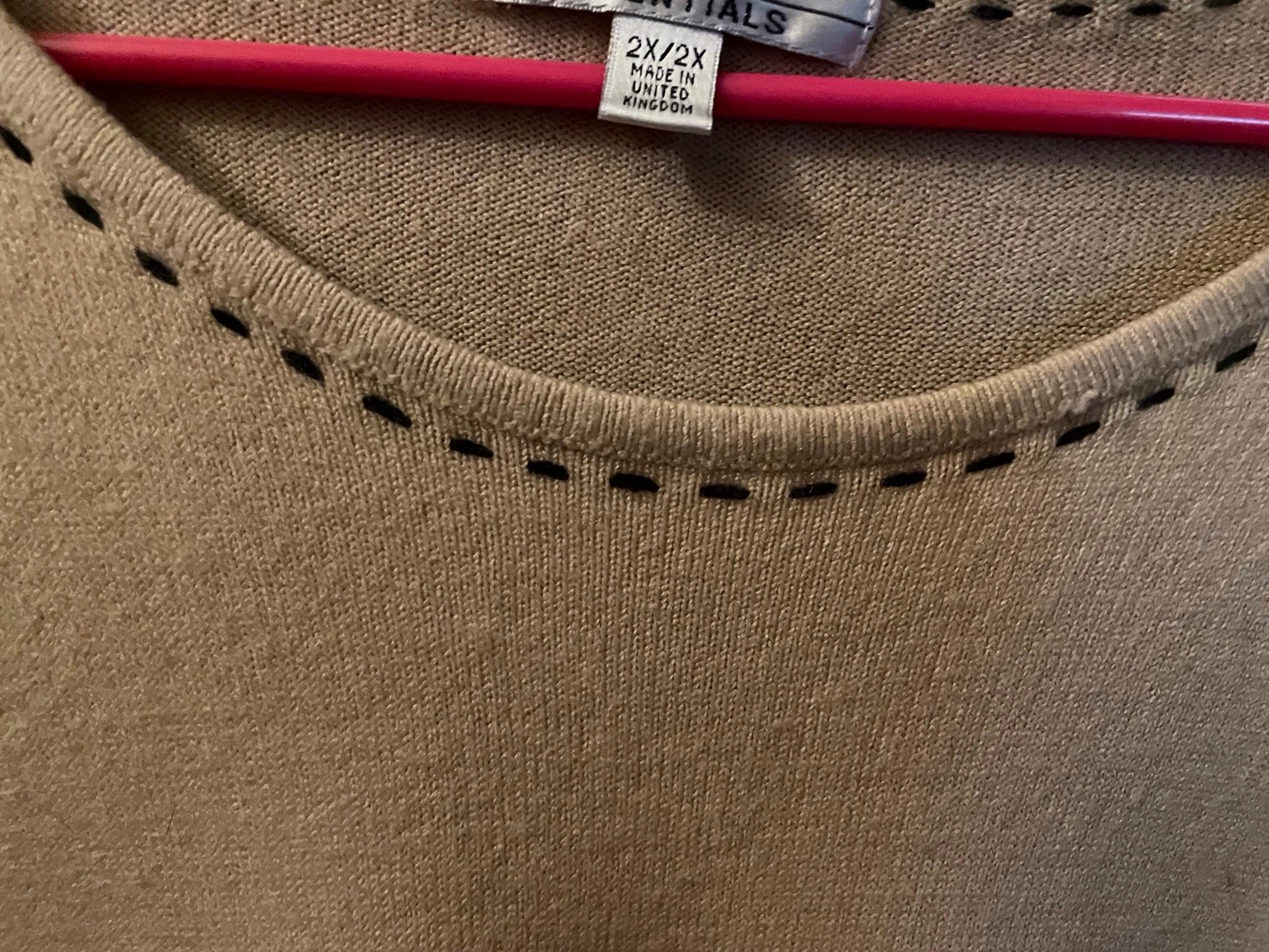 Carolyn Taylor Sweater Womens  2X  Essentials Light Brown  Short Sleeve