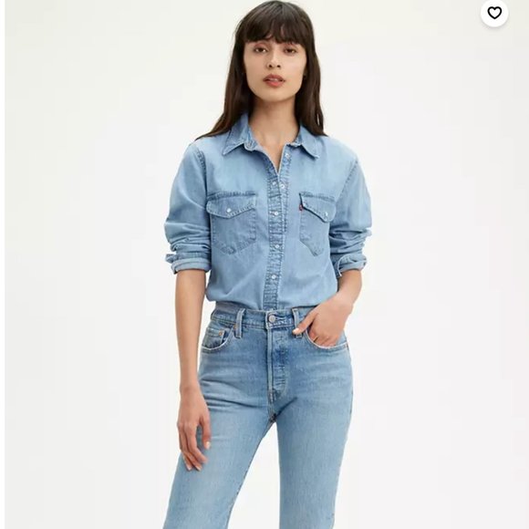 NWT Levi's Essential Western Denim 100% Cotton Shirt - Size Large
