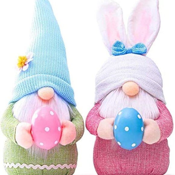 NEW 2 pcs Handmade Gnome Bunny Faceless Doll Easter Ornaments