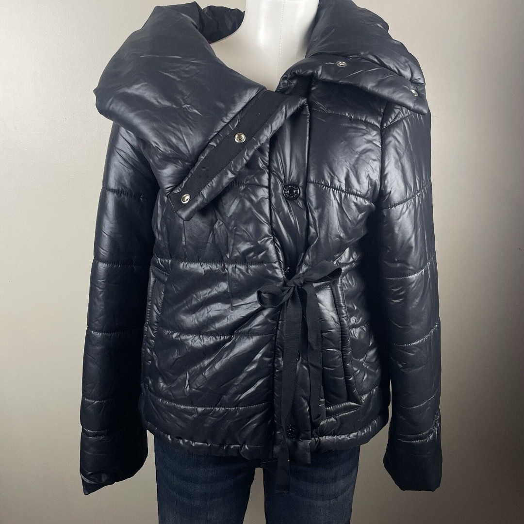 Marc By Marc Jacobs Vintage Y2K Black Size Large Asymmetrical Black Puffer Coat