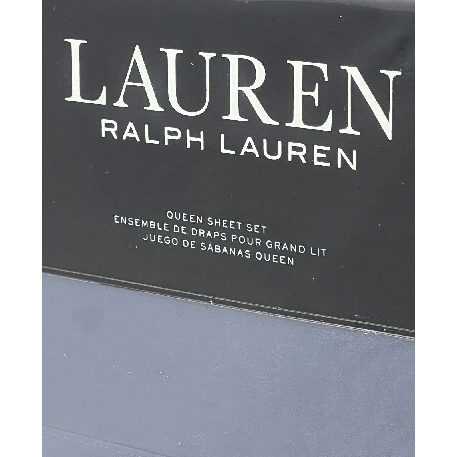 Ralph Lauren Spencer Solid 475 TC Thread-Count QUEEN Sateen Sheet Set Navy Blue