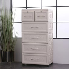 5 Layers Storage Cabinets 6 Drawer Moveable Cabinet Storage Organizer White