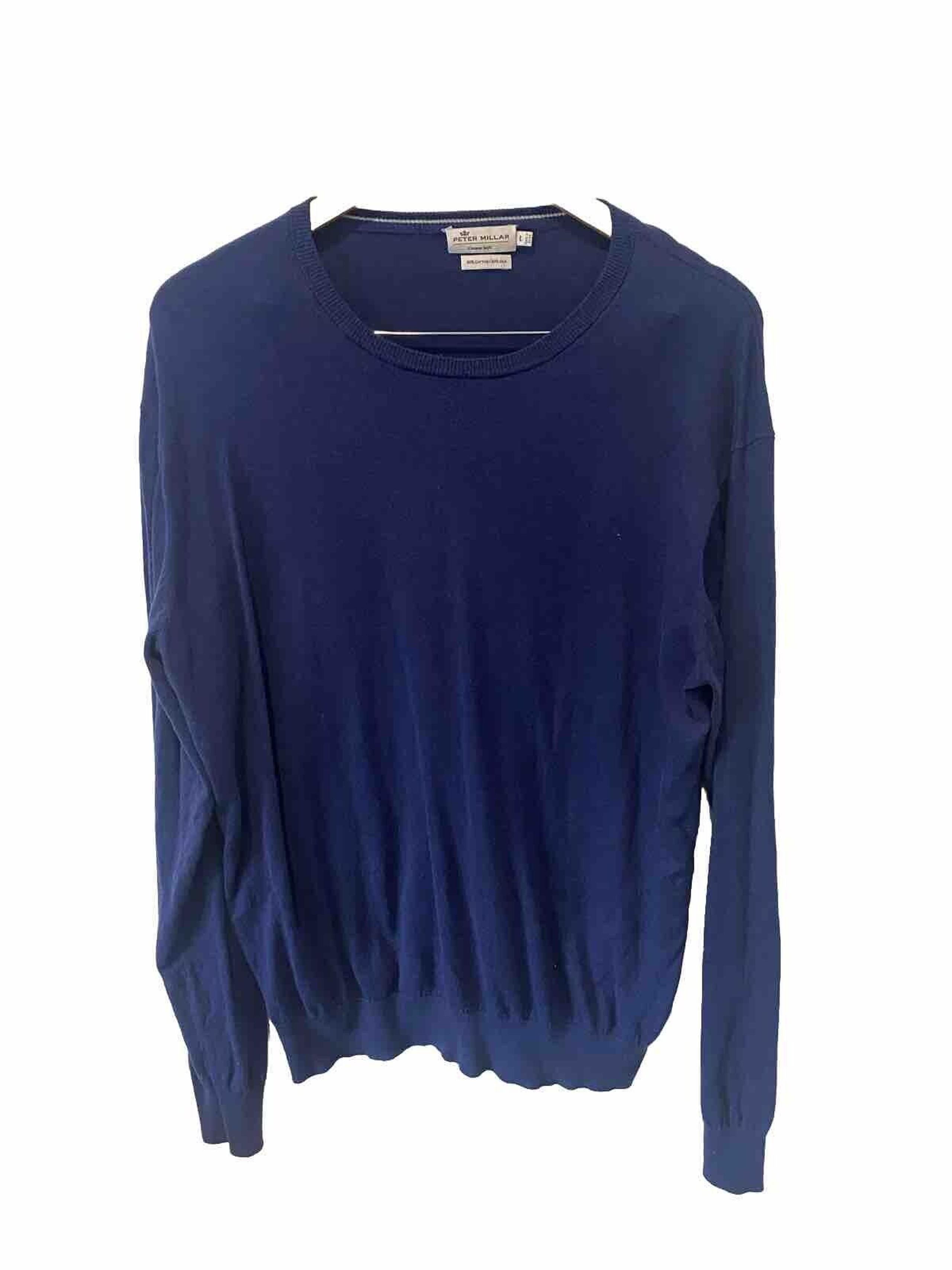 Peter Millar Pullover Crew Neck Silk & Cotton blend Men's Sz L Navy Comfort Golf