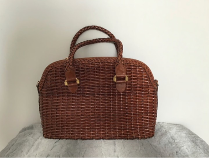 Vintage Italian 1990's Y2K CEM Leather Basketweave Handbag Purse