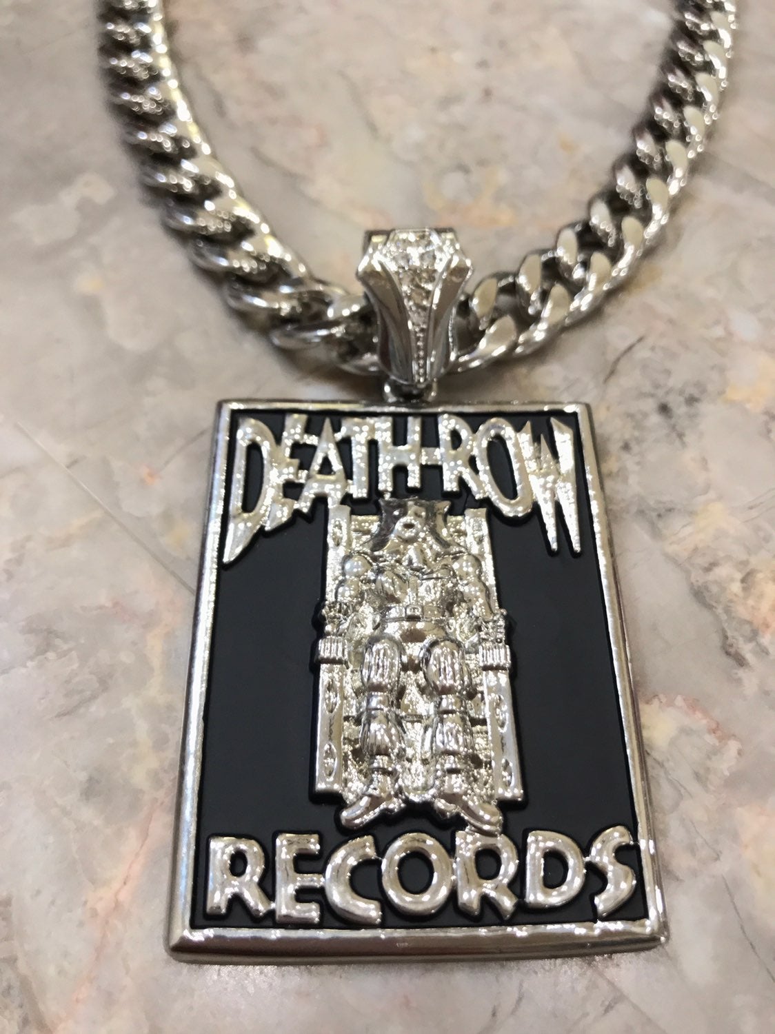 DEATHROW RECORDS PENDANT &11mm 24” CHAIN