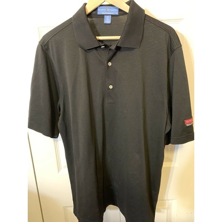FAIRWAY & GREENE Performance Men’s Sz L Golf Polo Shirt Stripe Black
