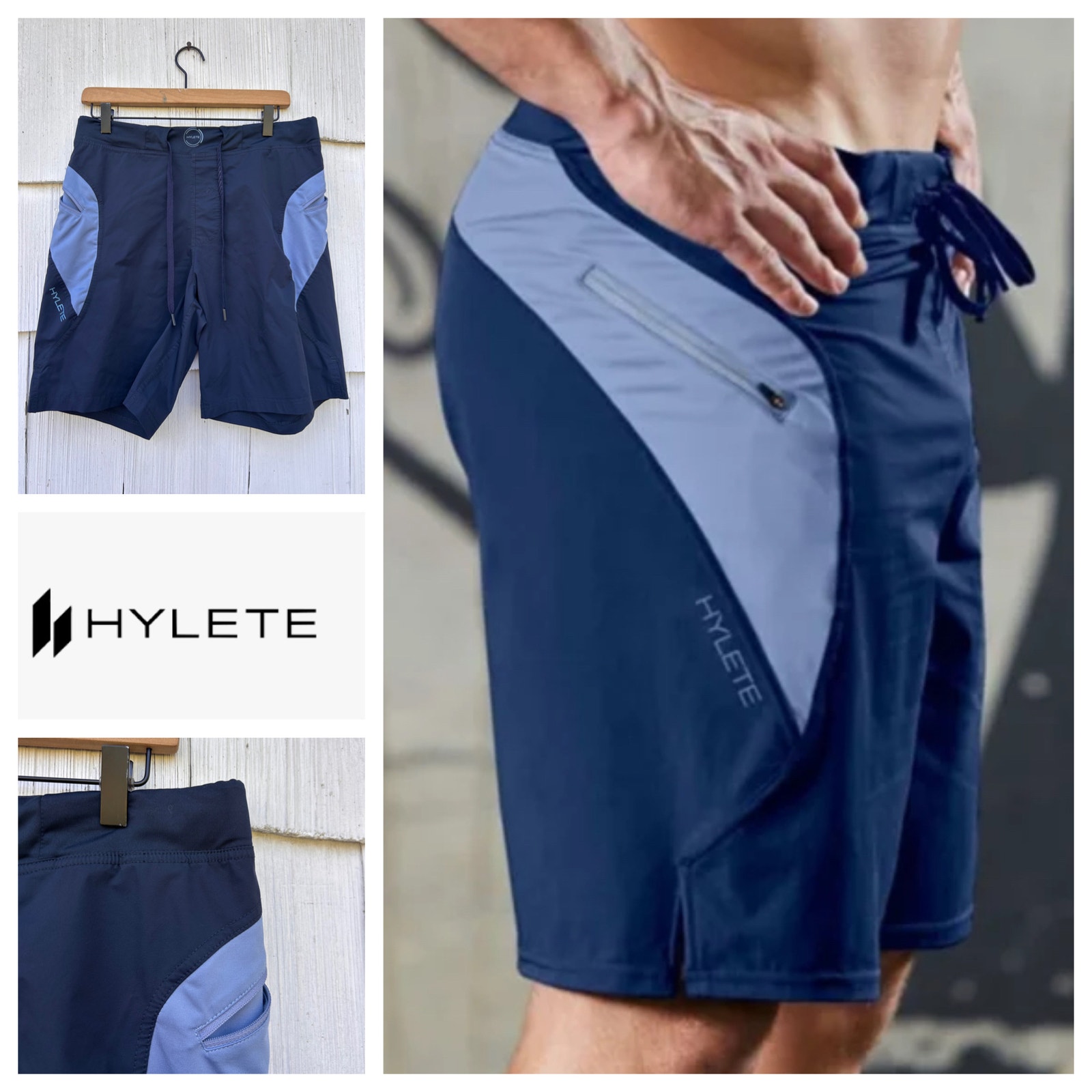 Hylete Above The Knee Performance Athletic Shorts Blue M