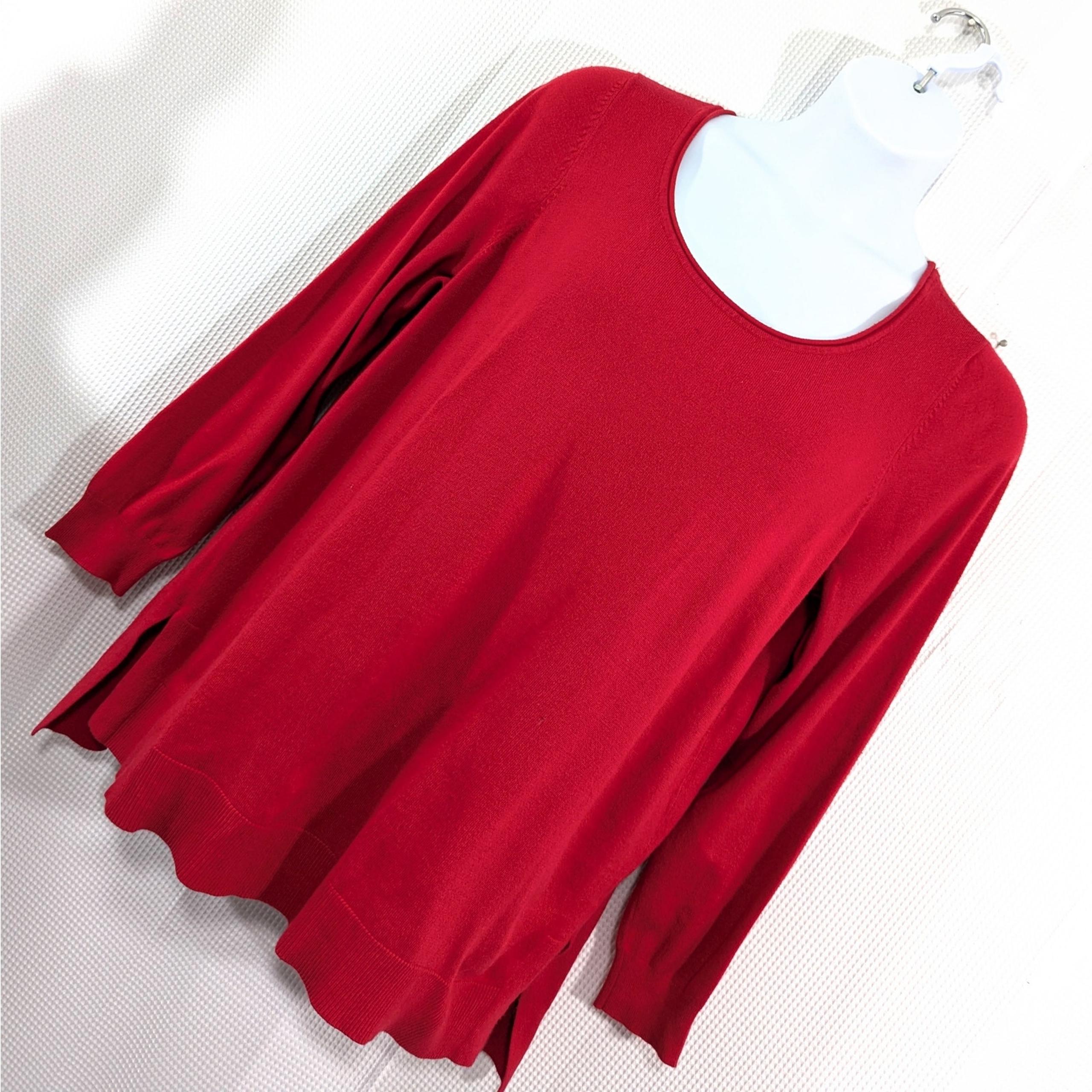LANE BRYANT! ROUGE RED LIGHTWEIGHT TUNIC STYLE, SCOOP NECK SWEATER! SZ 18/20