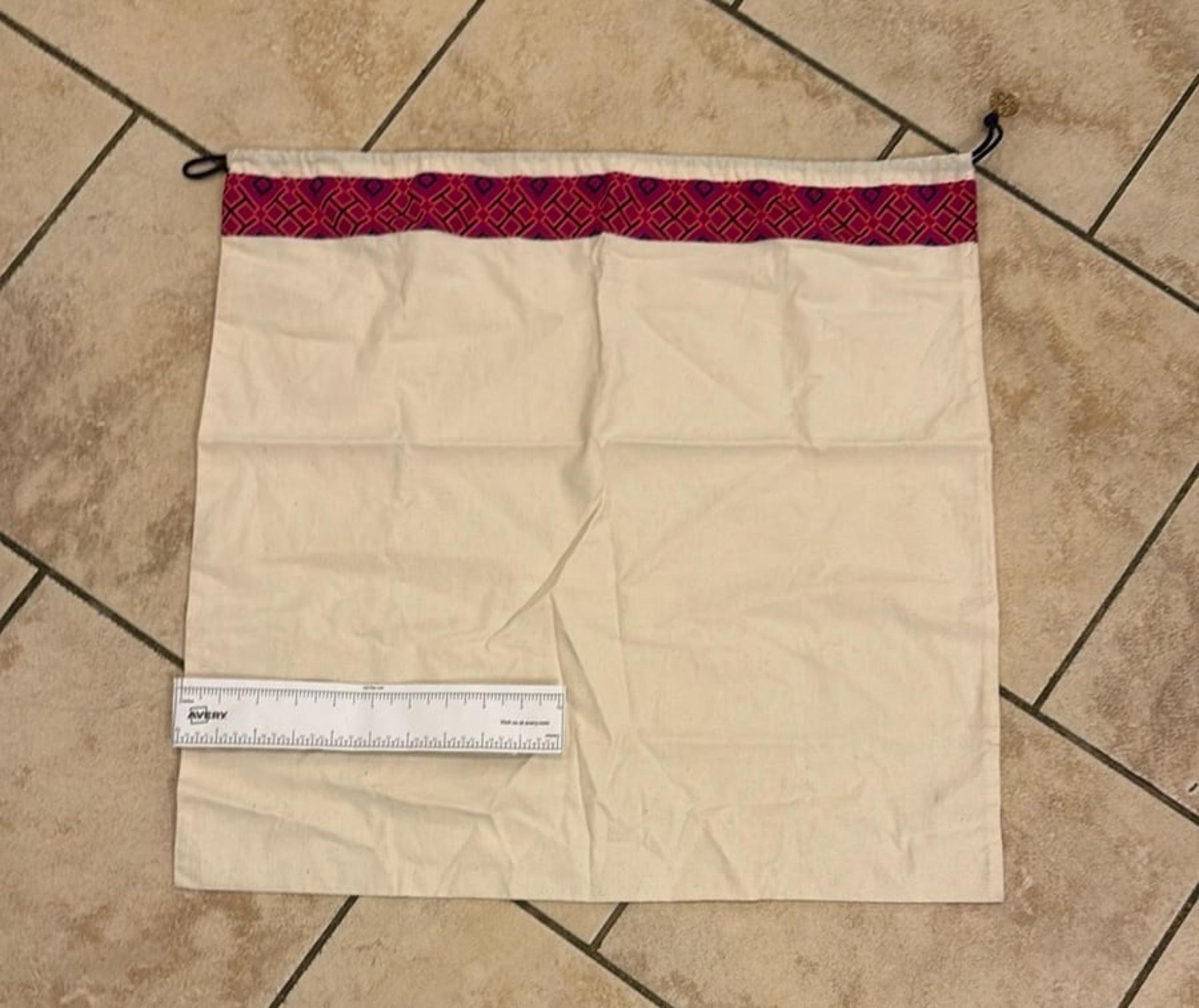 Large Tory Burch Cream and Red Drawstring Dust Bag