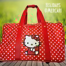 Sanrio Hello Kitty Duffle Bag With Rolling Wheels & Pull Handle LARGE Red