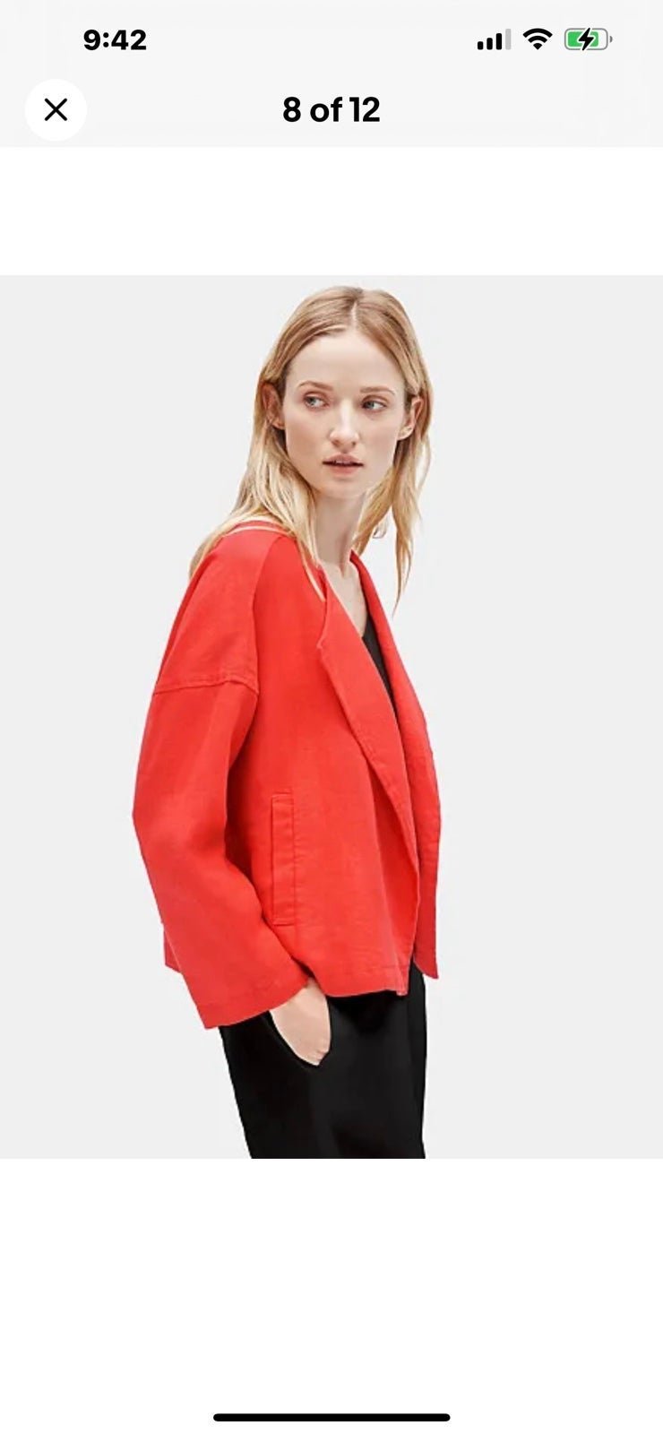 278.00 NWT EILEEN FISHER HEAVY ORGANIC LINEN DRAPE JACKET M