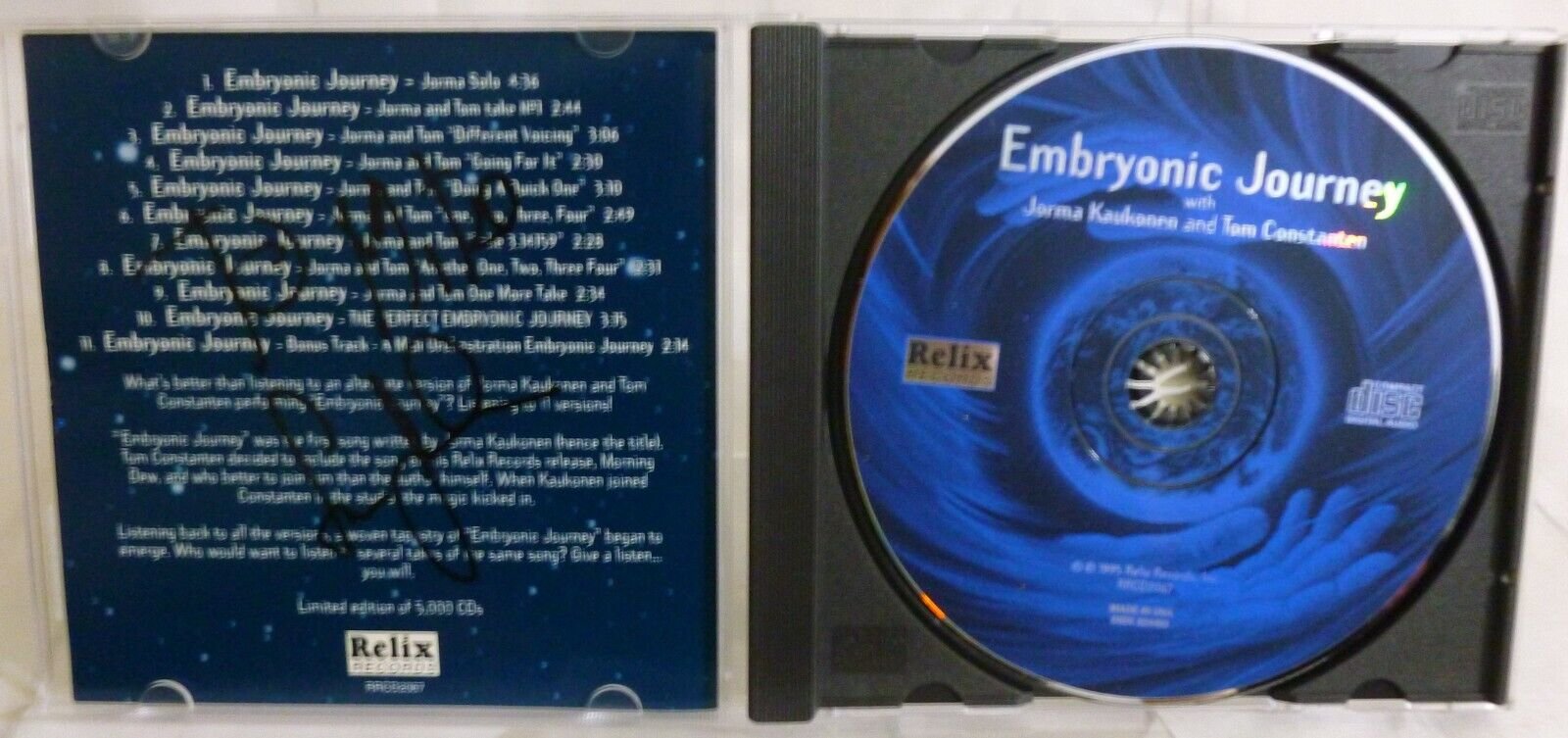 Embryonic Journey - Jorma Kaukonen (Music CD, 1994) Artist Signed / Autographed
