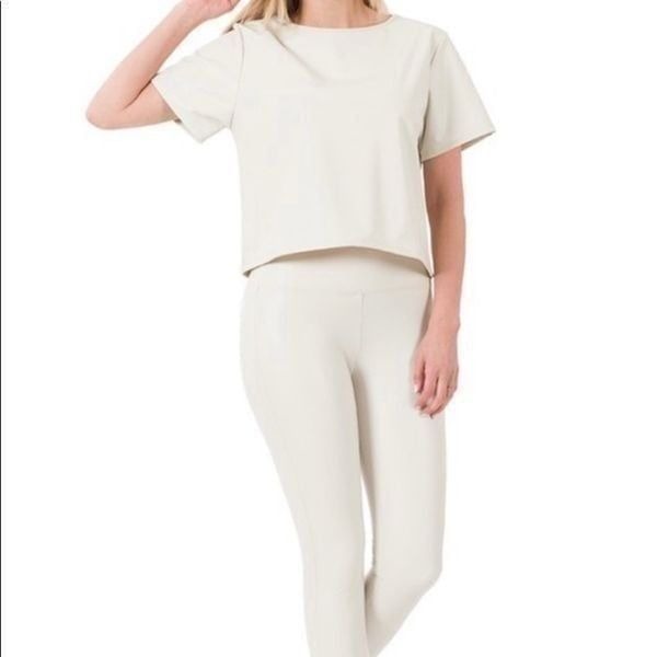 Zenana Bone Vegan Leather 2 Piece Set
