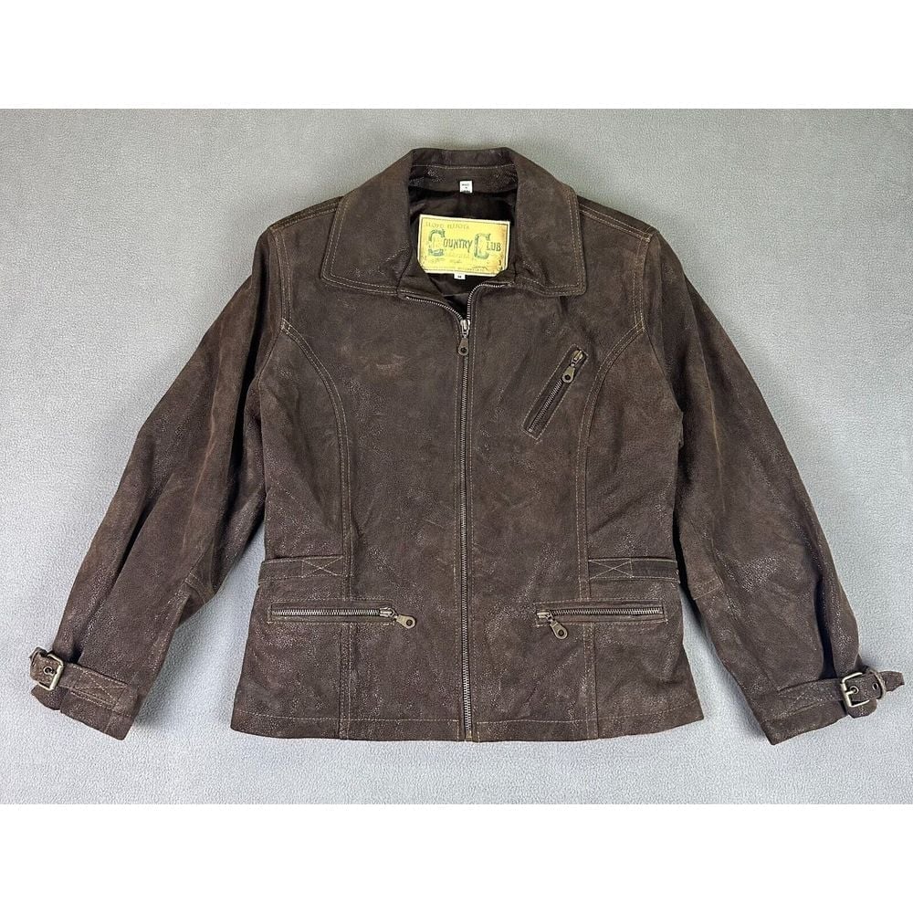 Lloyd Elliot Country Club Leather Jacket Womens Medium Brown Western Avanti