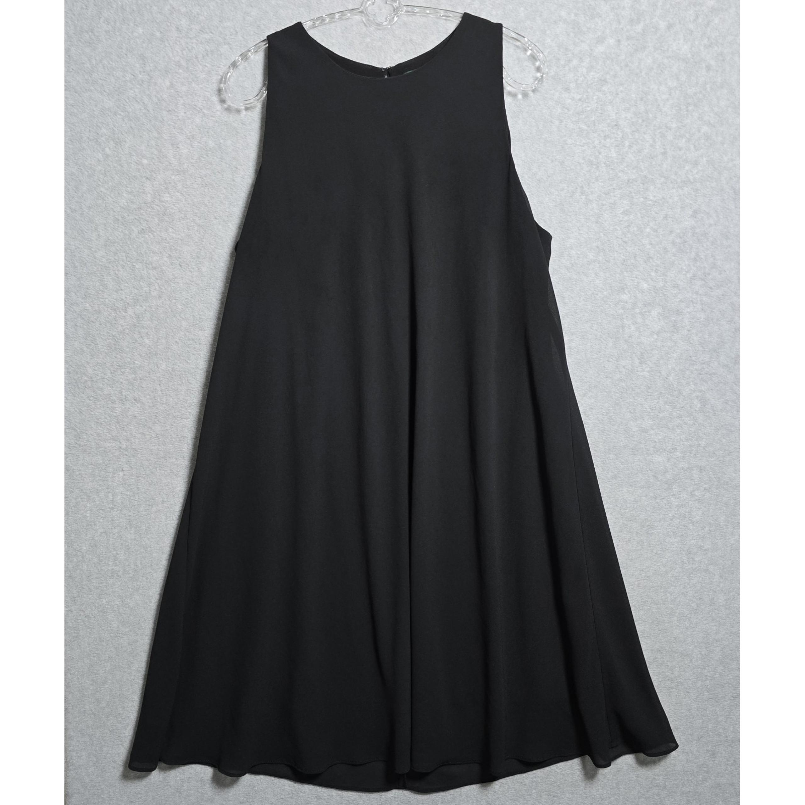 Lauren Ralph Lauren Women Size 16 Black Sleeveless A Line Whimsigoth Sheer Dress