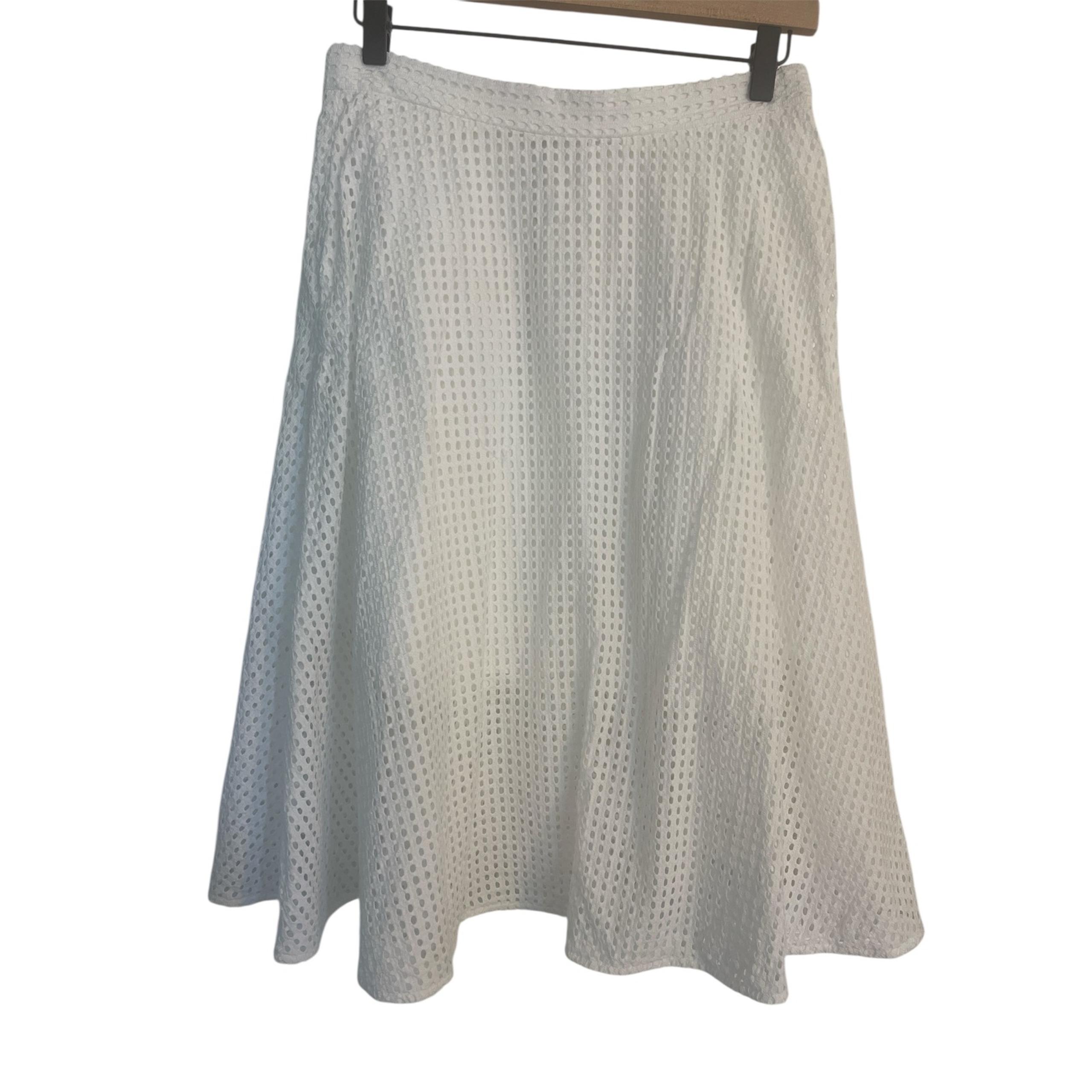 Club Monaco Eyelet Skirt A-Line Lined White Career Casual Size 6