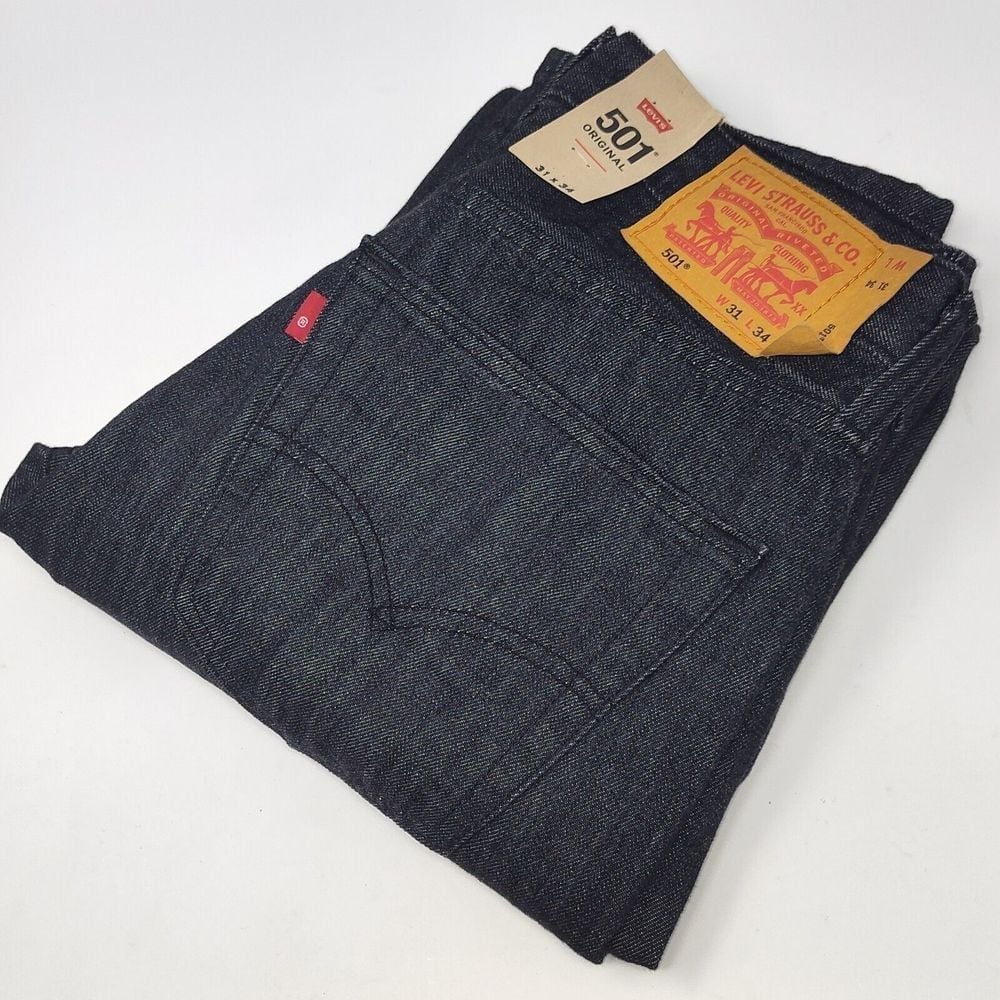 Levi's 501 Original Button Fly Black Denim Jeans Men's Size 31x34 NEW