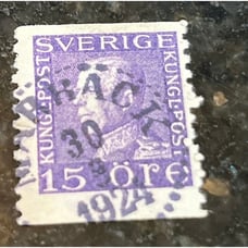 Vintage Sweden Historic 1924 Dark Violet 1921 King Gustav V Issue 1921 Canceled