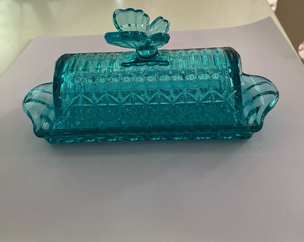 Beautiful color Butterfly Glass Butter Dish - Delicate Storage - Kitchen Eleganc