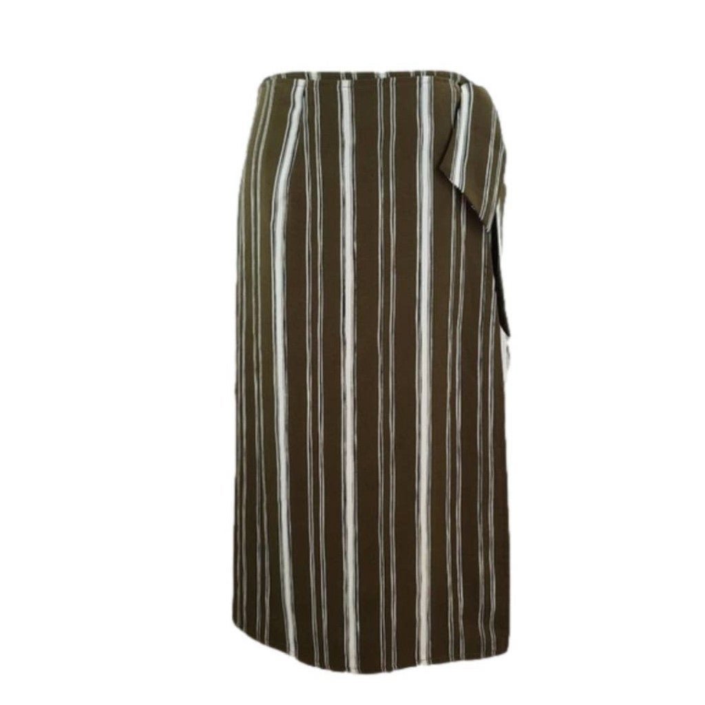 evereve brown skirt with multi colored stripes