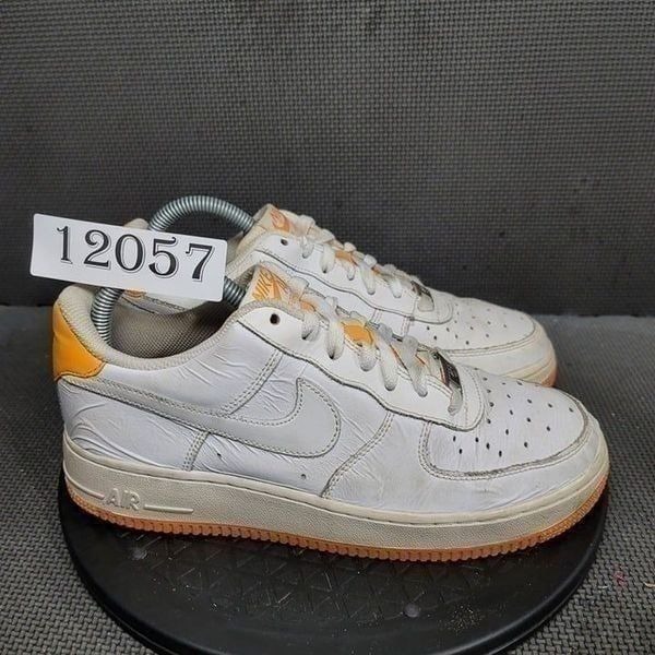 Nike Air Force 1 Low Top Sneakers Youth Sz 7 White Yellow Shoes