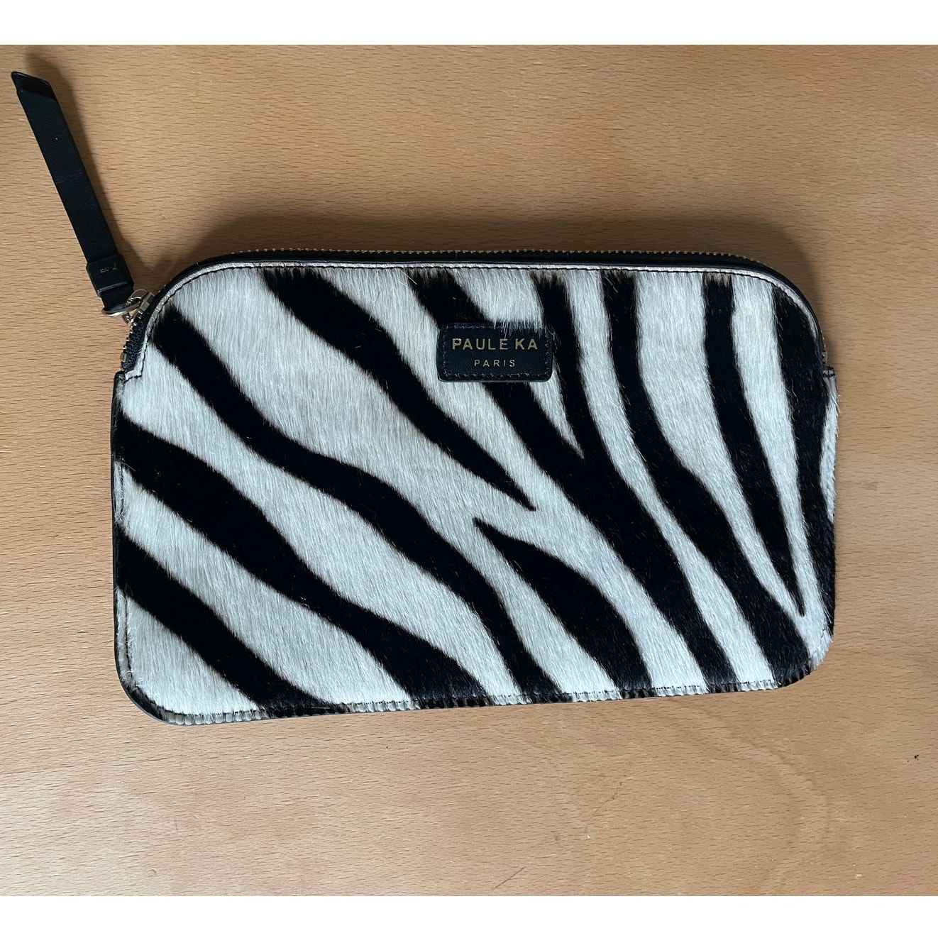 Paule Ka Zebra Print Pony Clutch Purse Pouch
