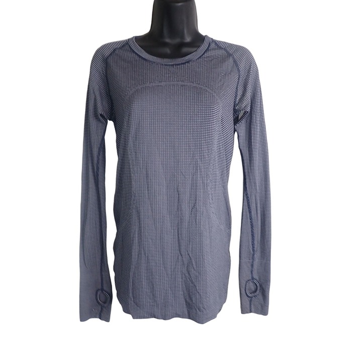 Lululemon Women's Long Sleeve Run Swiftly Top Blue Size 8 Tech Yoga Athleisure