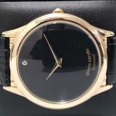 Pierre Cardin 35mm Black Dial Yellow Gold Plated Case Japan quartz NEW NOS