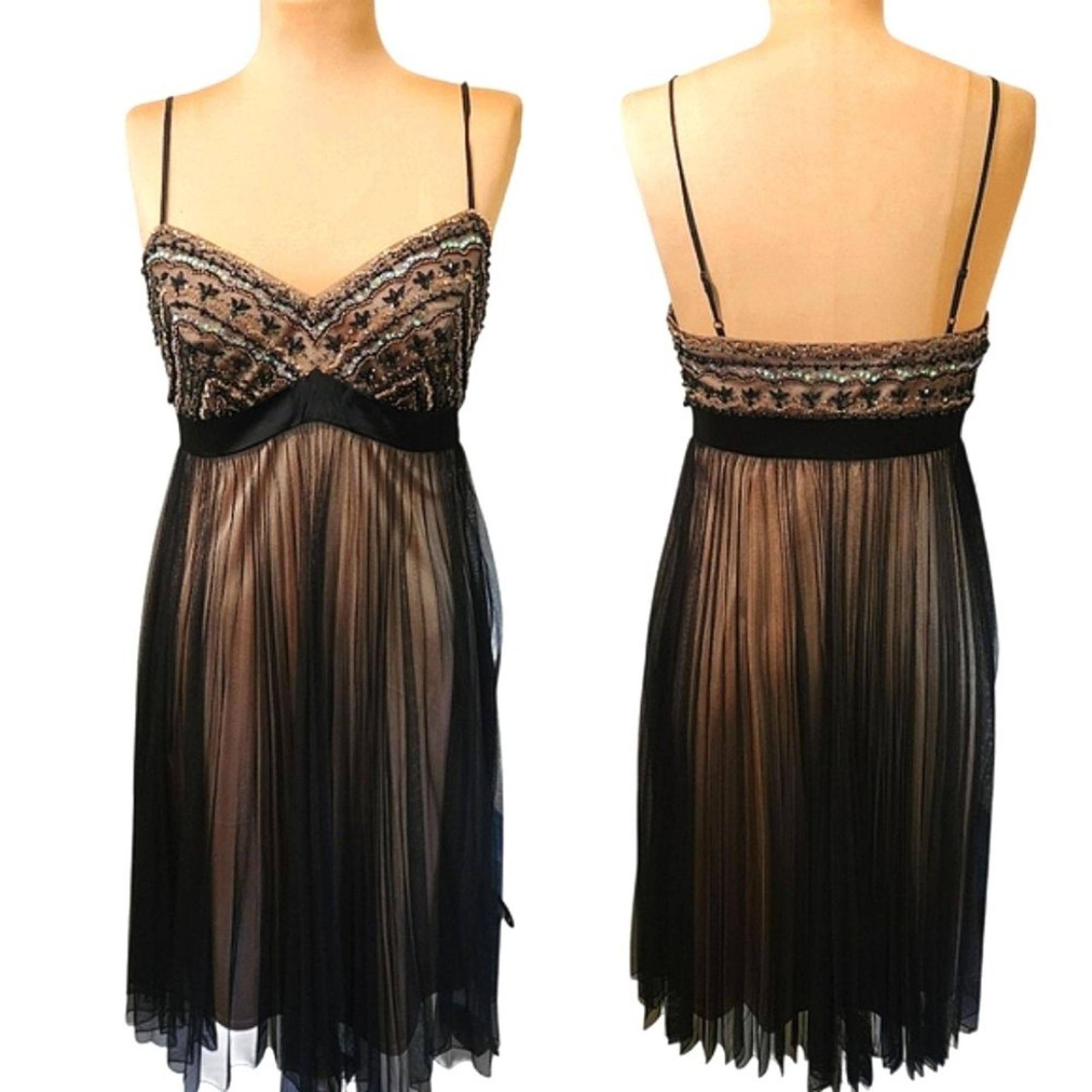SUE WONG Sequined & Beaded Babydoll Cocktail Dress - Size 8