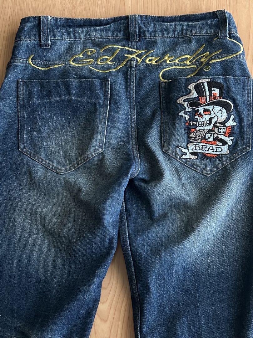 超安い Logo Gold BRAD Smokin Hardy Ed Embroidered Pants Denim パンツ