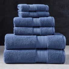 Signature Soft 6 Piece Solid Towel Set, Insignia Blue-wqew4