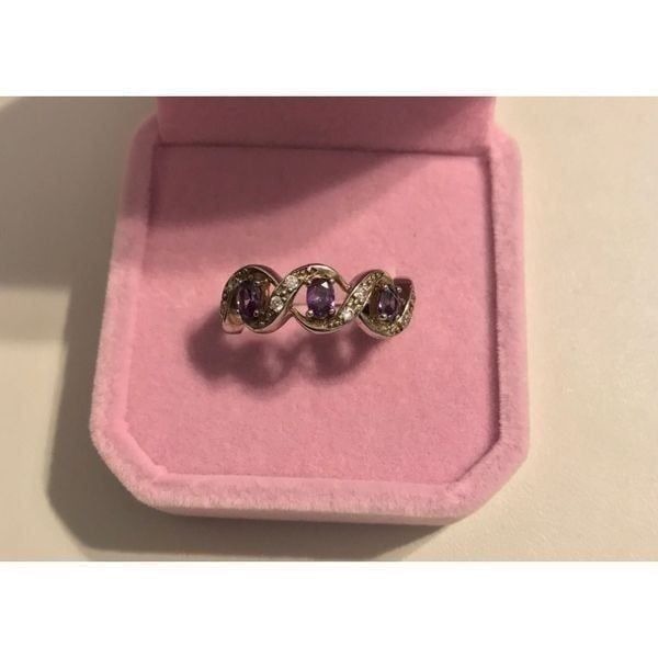 1.65 Ct. Genuine Oval Cut Amethyst Trio Wave Design Ring Sz 8