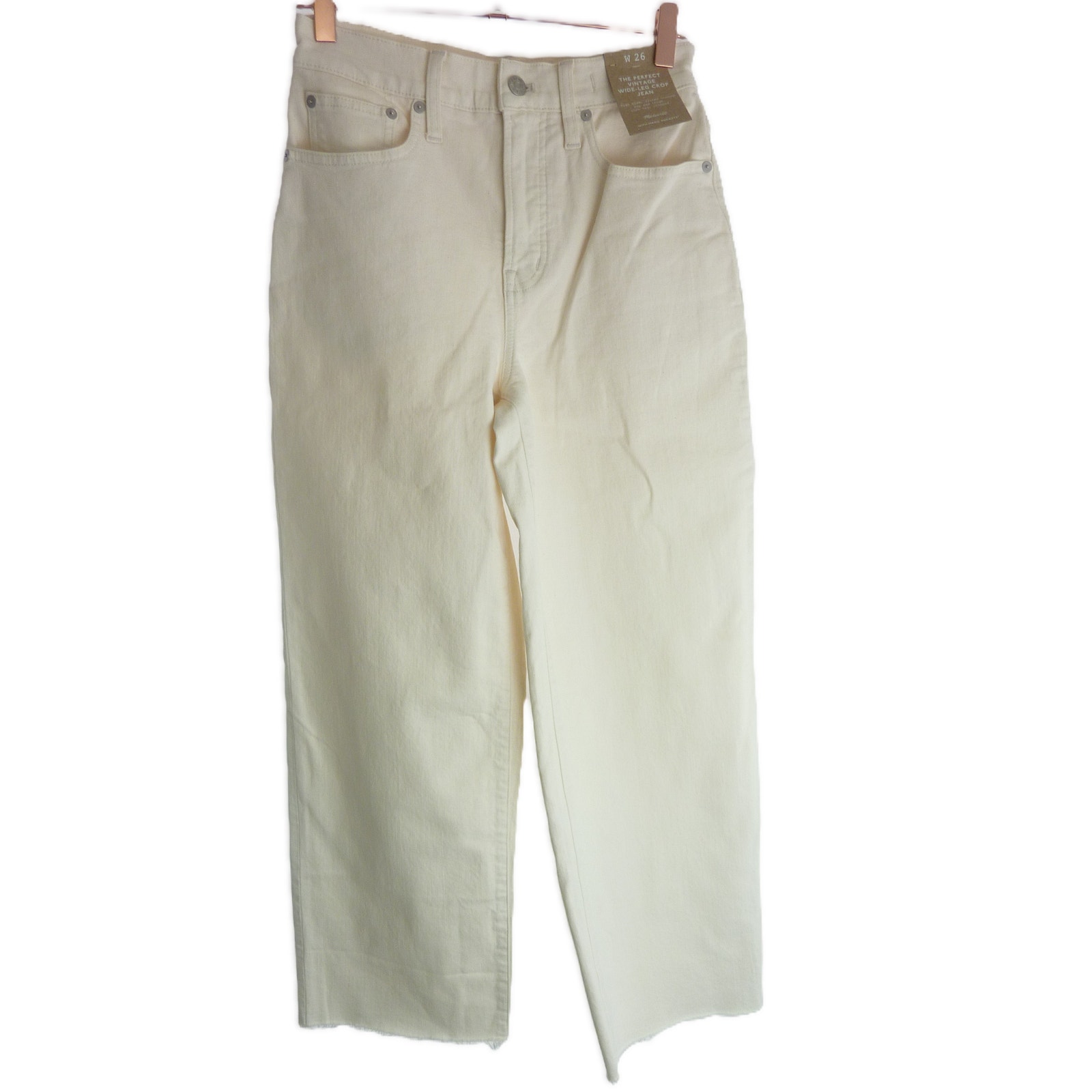 NWT Madewell Perfect Vintage Wide Leg Crop Jeans 26 Tile White Cream
