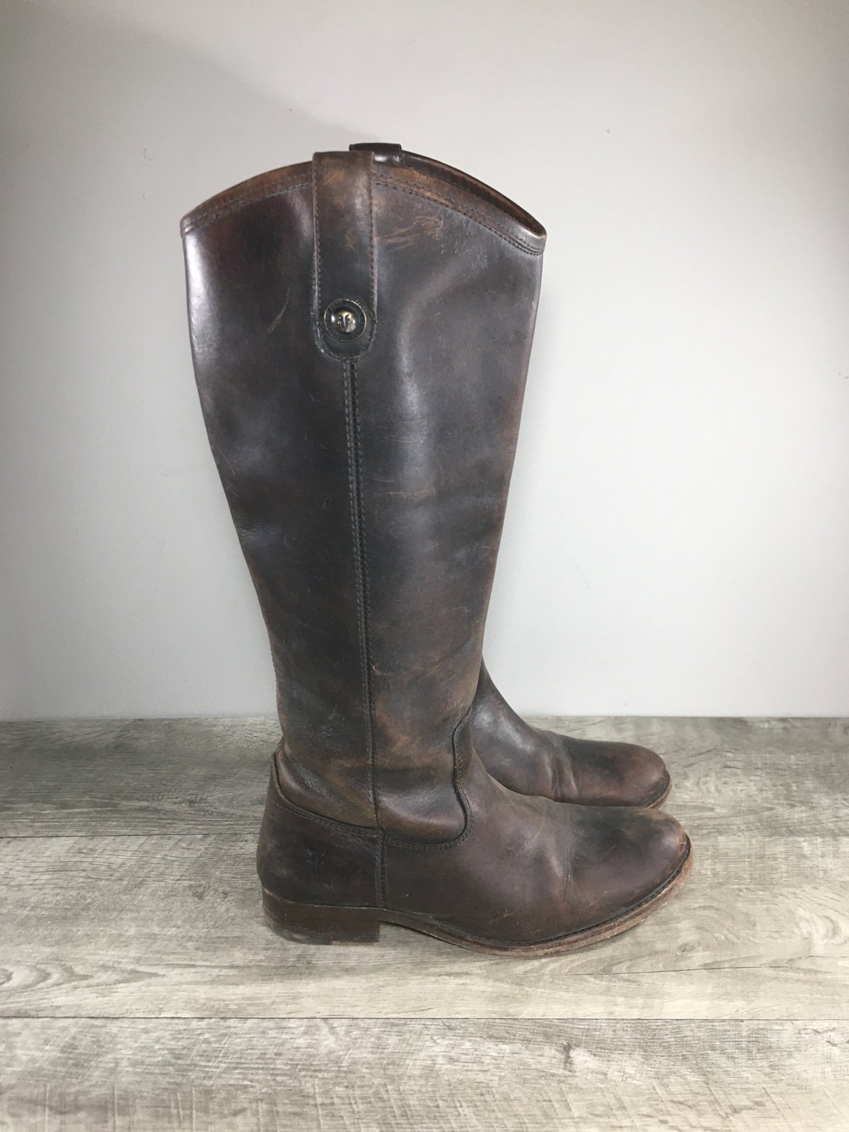 Frye #77153 Melissa Button Womens Distressed Leather Riding Biker Boots Size 6.5