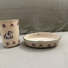 Disney Parks Winnie the Pooh Ceramic Soap Dish and Bathroom Cup New RETIRED