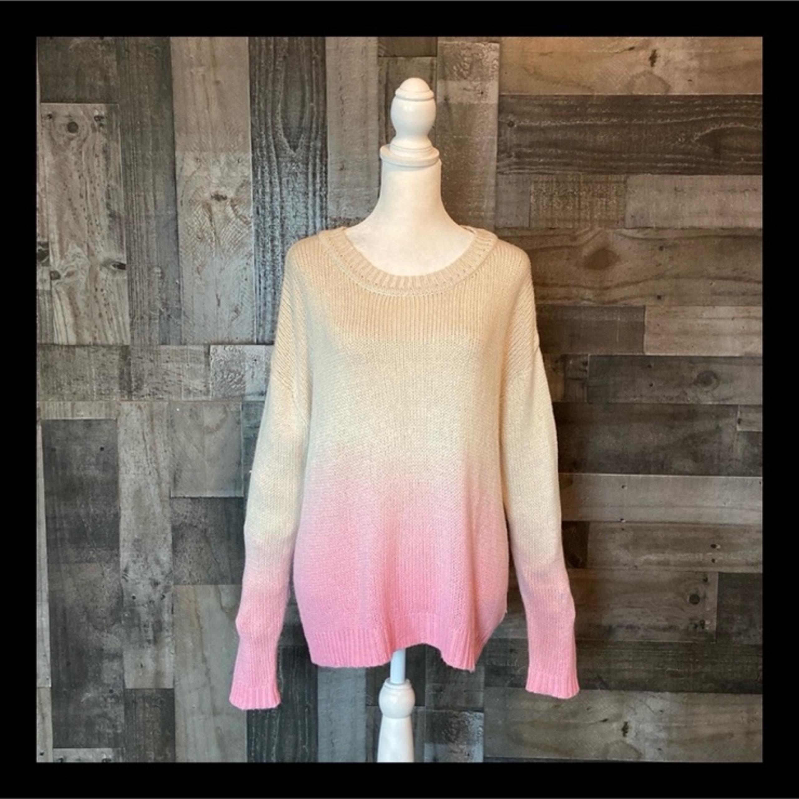 MinkPink dip dye ombré sweater small cream pink boho neutral pastel Barbie fall