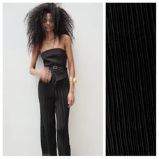 NWOT. Zara Black Belted Mixed Strapless Pleated Jumpsuit. Size S.