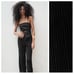 NWOT. Zara Black Belted Mixed Strapless Pleated Jumpsuit. Size S.