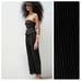 NWOT. Zara Black Belted Mixed Strapless Pleated Jumpsuit. Size S.