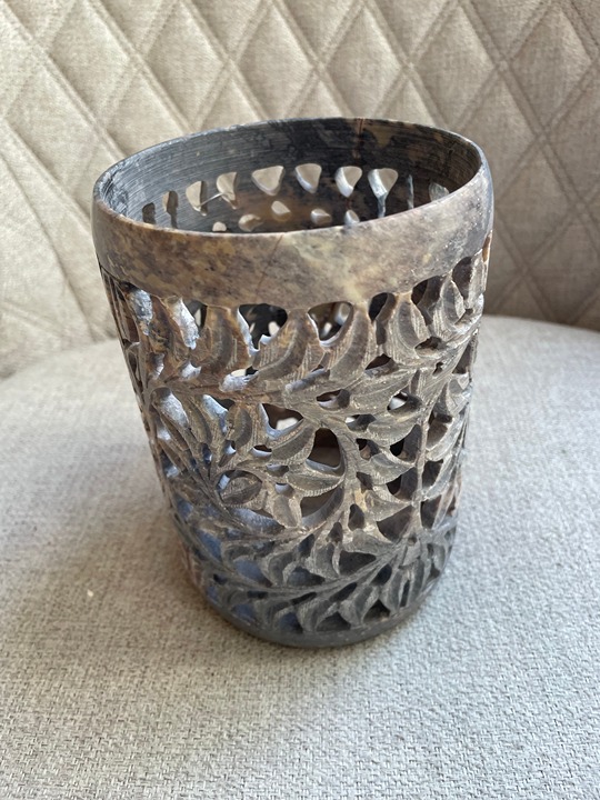 Rare Yankee Candle 8 Gray Soapstone Carved Candle Holder Sleeve New With Tags