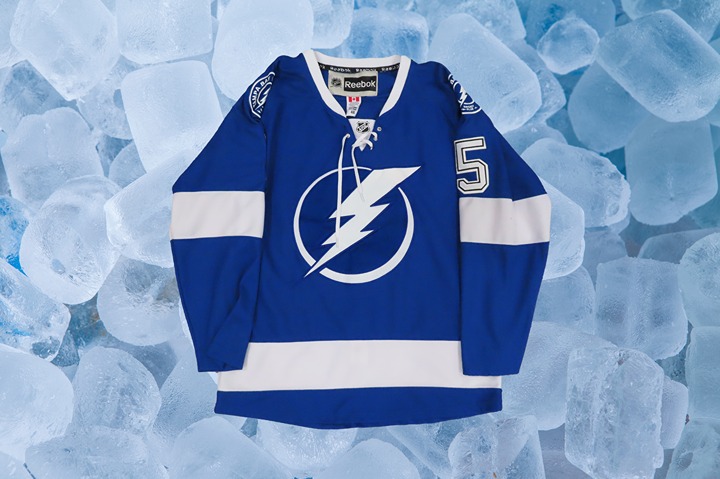 Reebok NHL Tampa Bay Lightning Flight Strap Stitched Jersey #5 Garrison 48 (XL)