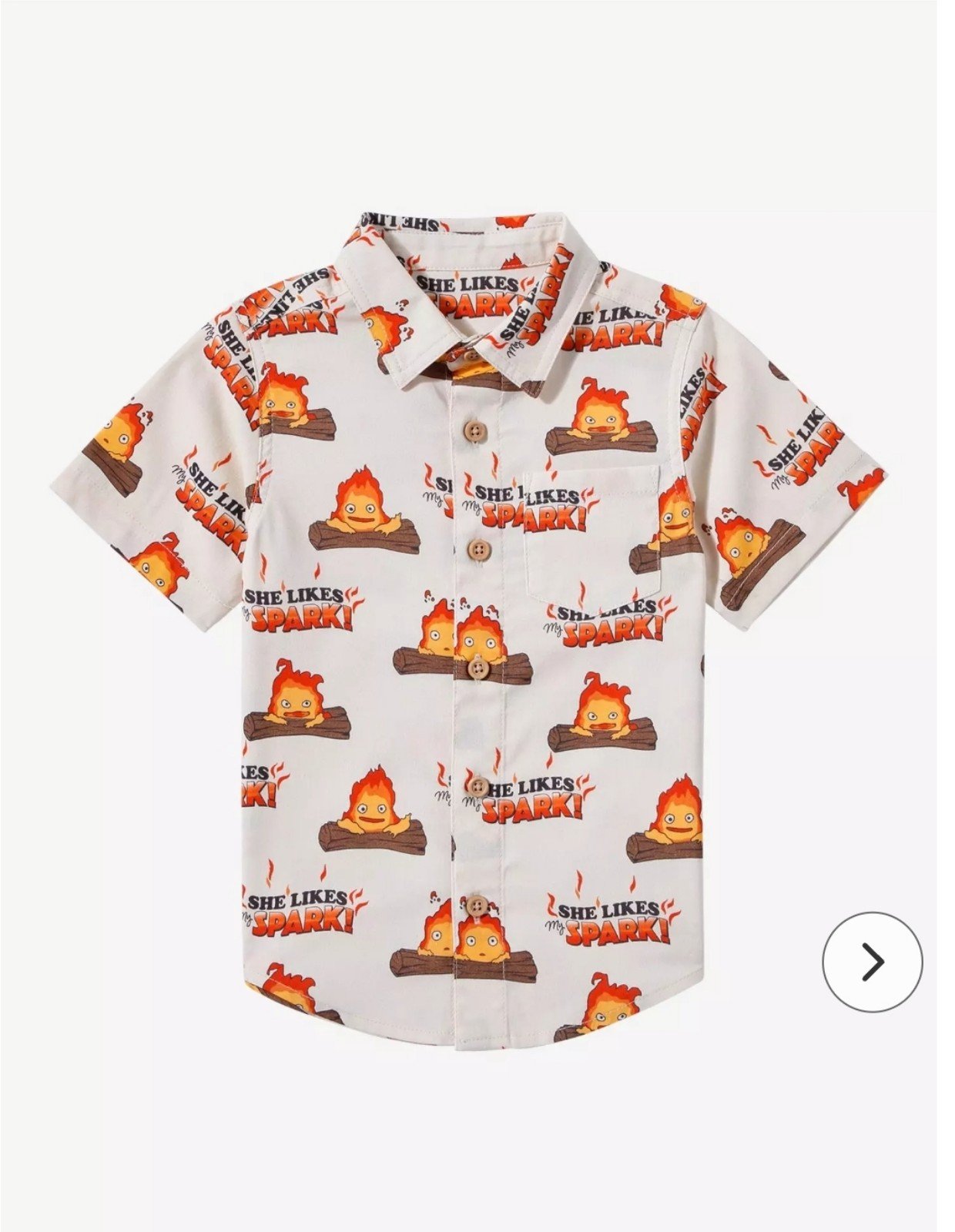 Studio Ghibli Howl's Moving Castle Calcifer Allover Print Woven Toddler Shirt —